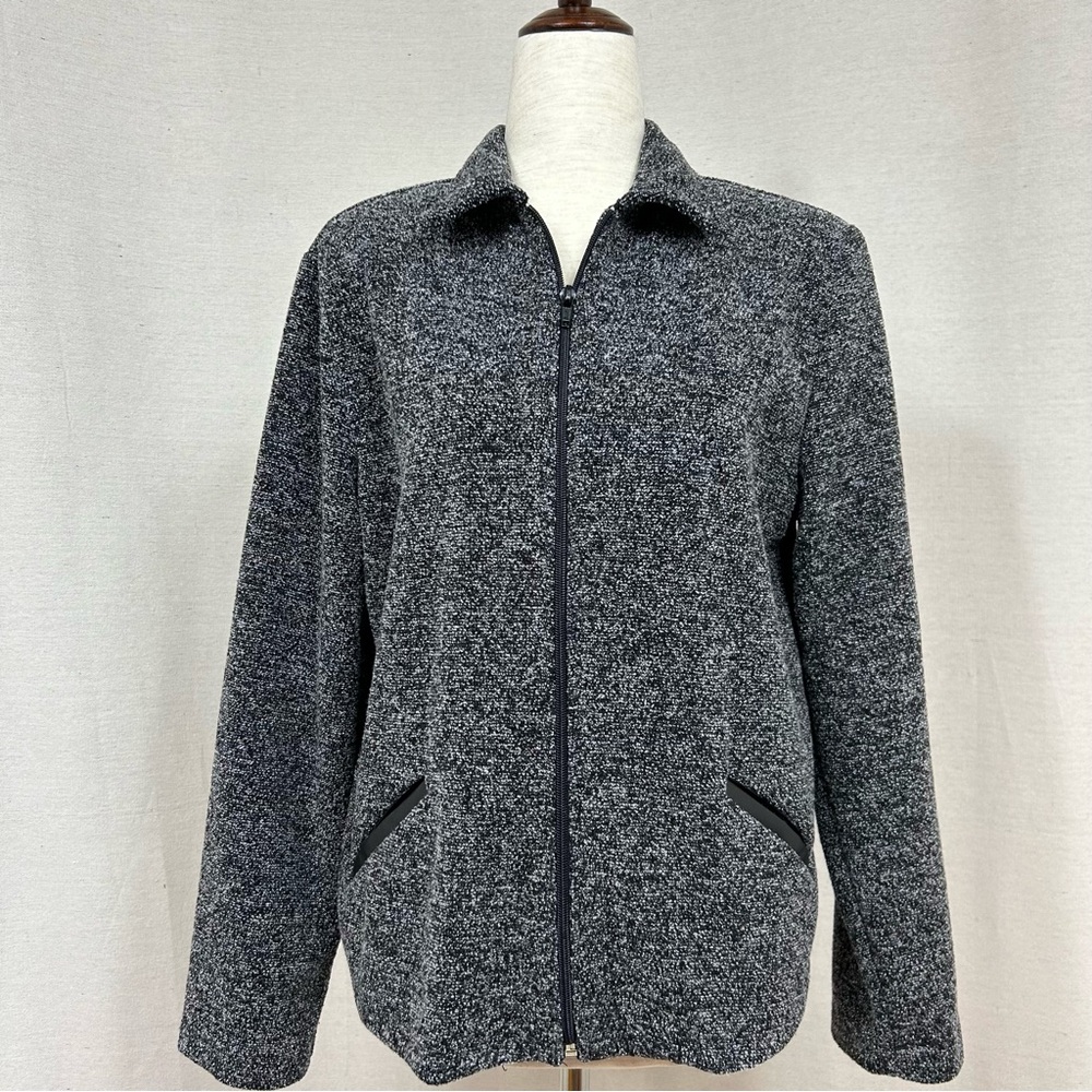 CLIO Vintage Gray Tweed Zip-Up Jacket Blazer
